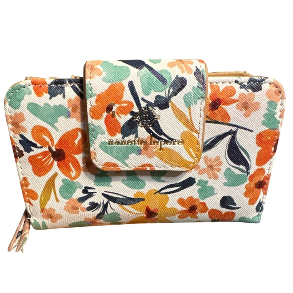 Nanette Lepore Floral Bifold Wallet with Snap Closure & ID Window